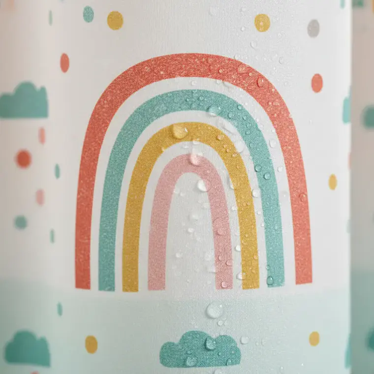 Cortina De Baño Peva 180x180cm Diseño Arcoíris Con Ganchos 3