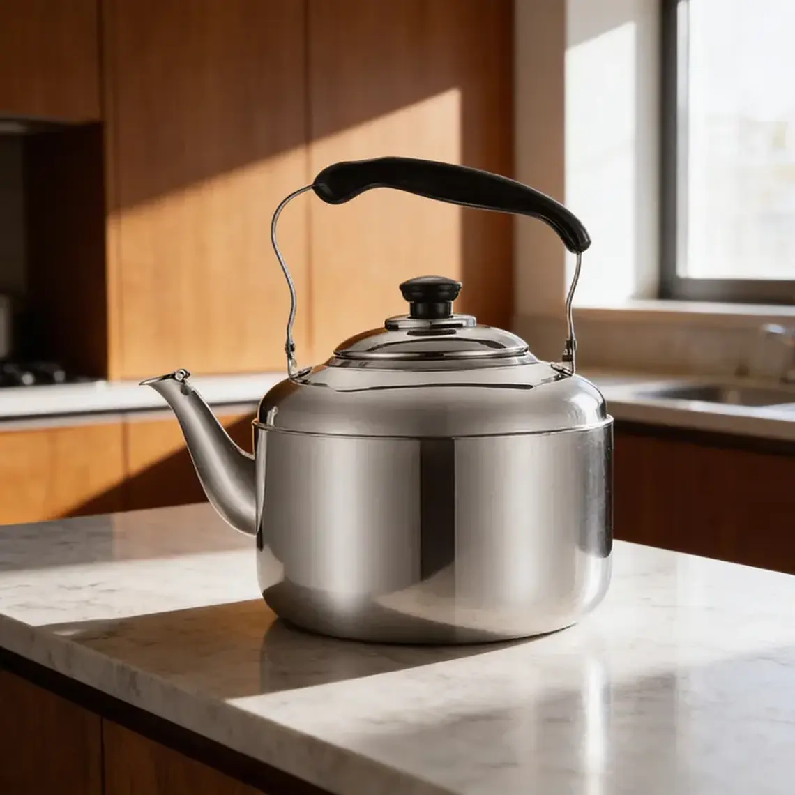 Tetera de Acero Inoxidable Clásica Plateada para Cocina 2000ML 5