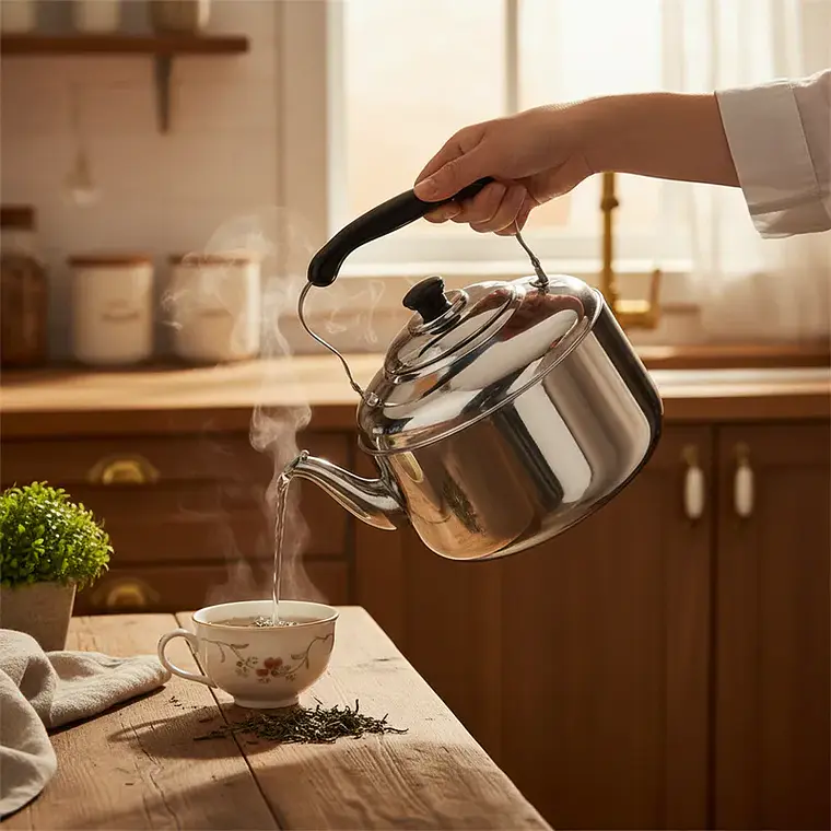 Tetera Acero Inoxidable Clásica con Mango Negro 1500ML 1