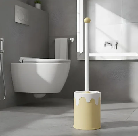 Escobilla De Baño De Silicona Higiénica Con Soporte Amarillo