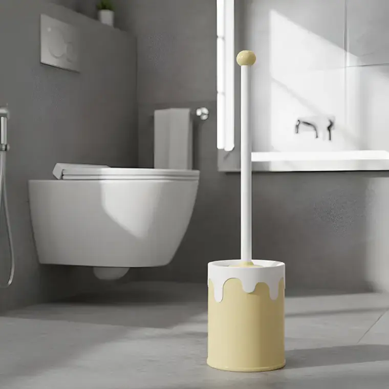 Escobilla De Baño De Silicona Higiénica Con Soporte Amarillo 1