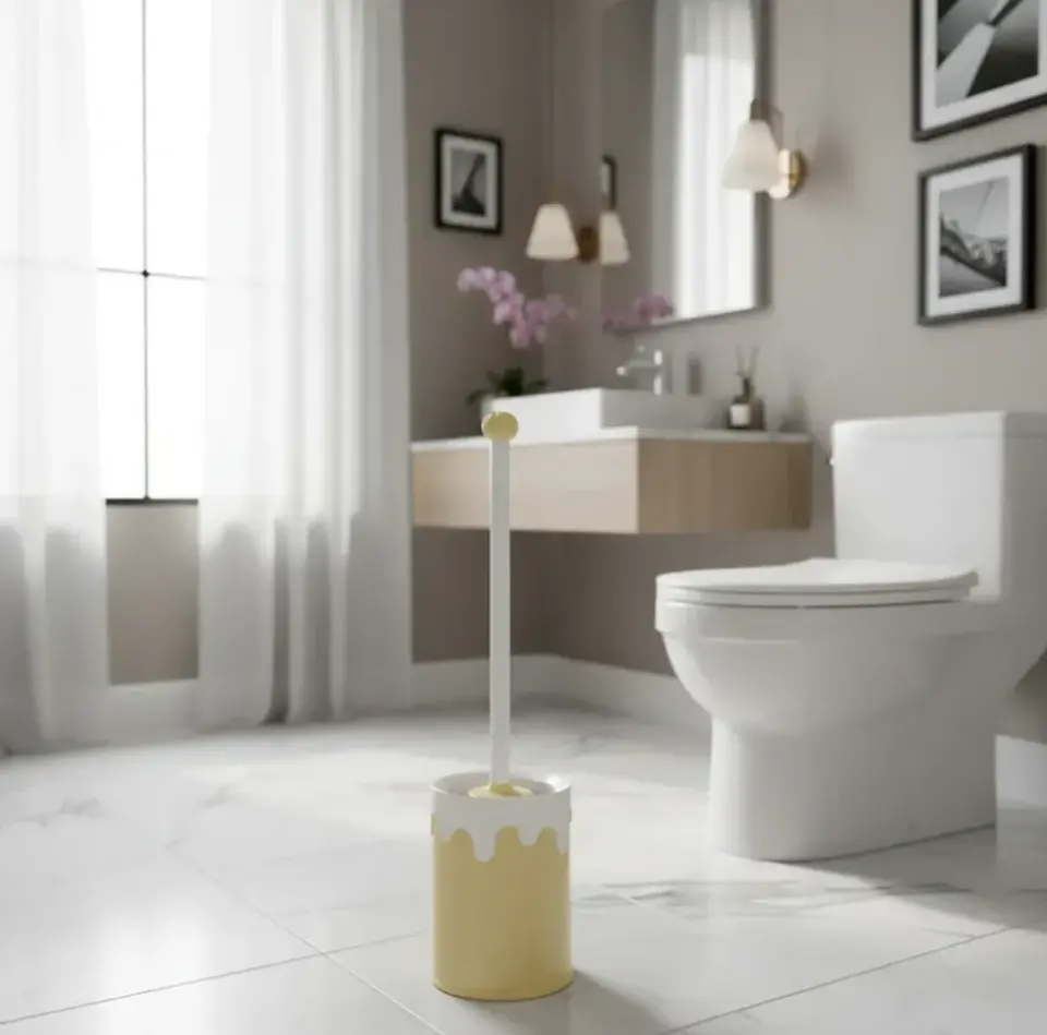 Escobilla De Baño De Silicona Higiénica Con Soporte Amarillo 3