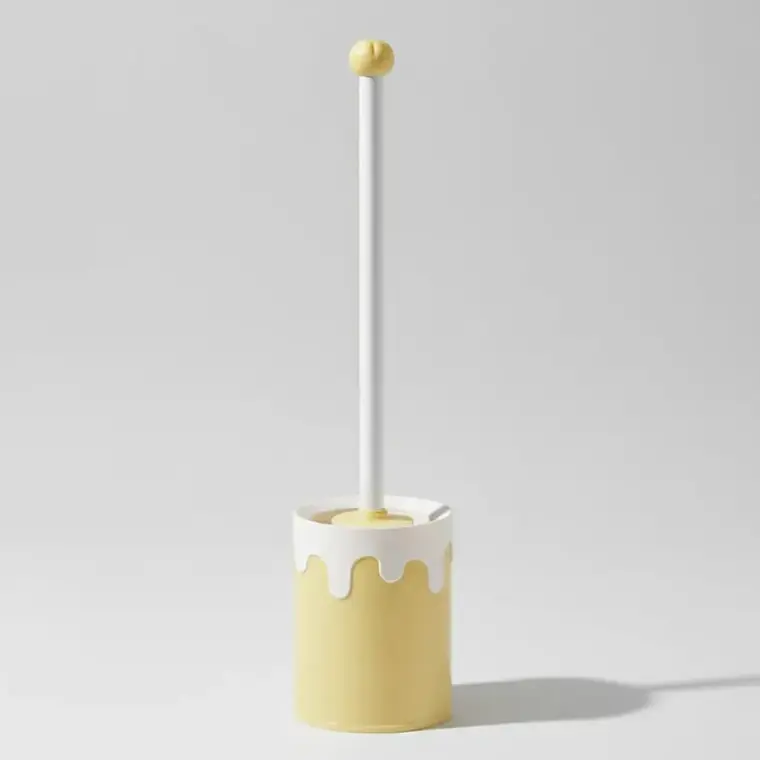 Escobilla De Baño De Silicona Higiénica Con Soporte Amarillo 4