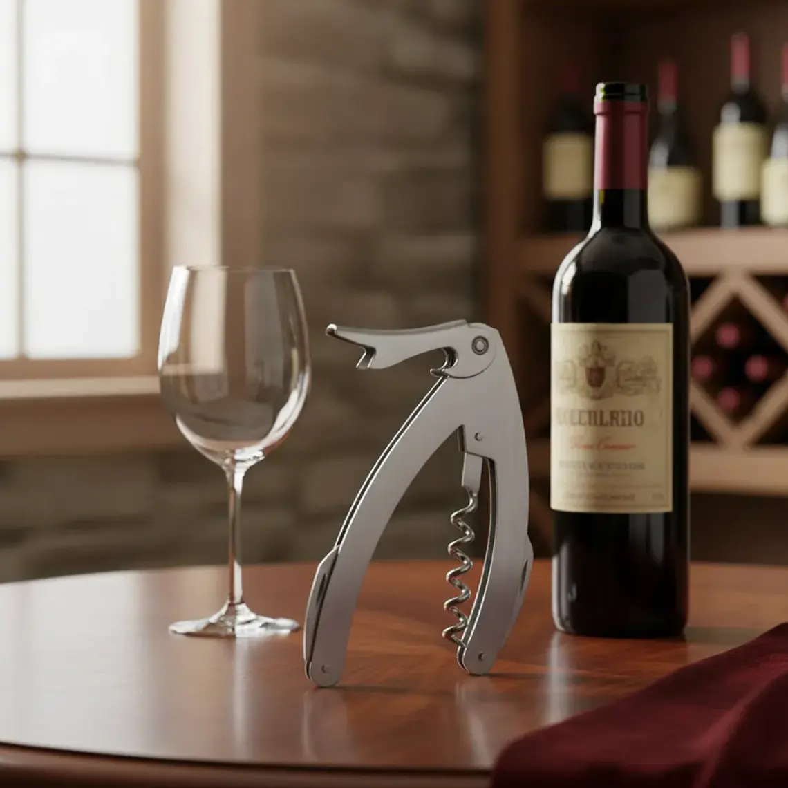 Descorchador De Vino Profesional Doble Palanca Acero Inox 3