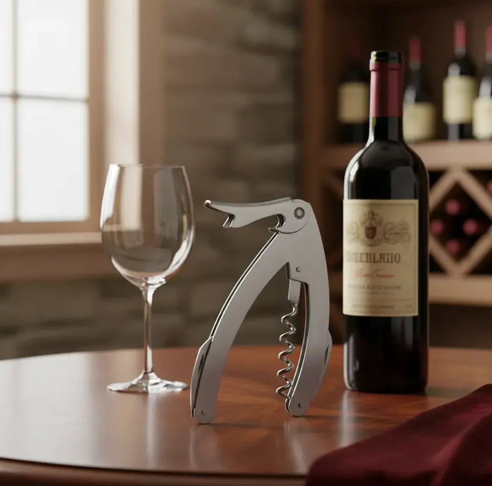 Descorchador De Vino Profesional Doble Palanca Acero Inox 3