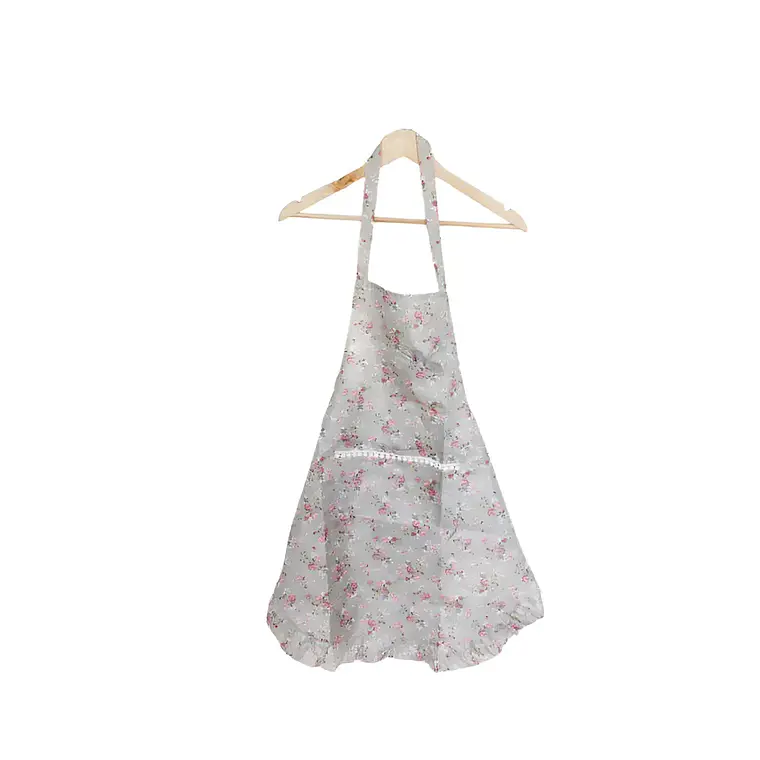 Delantal de Cocina Vintage con Flores y Bolsillo para Mujer 70cm 5