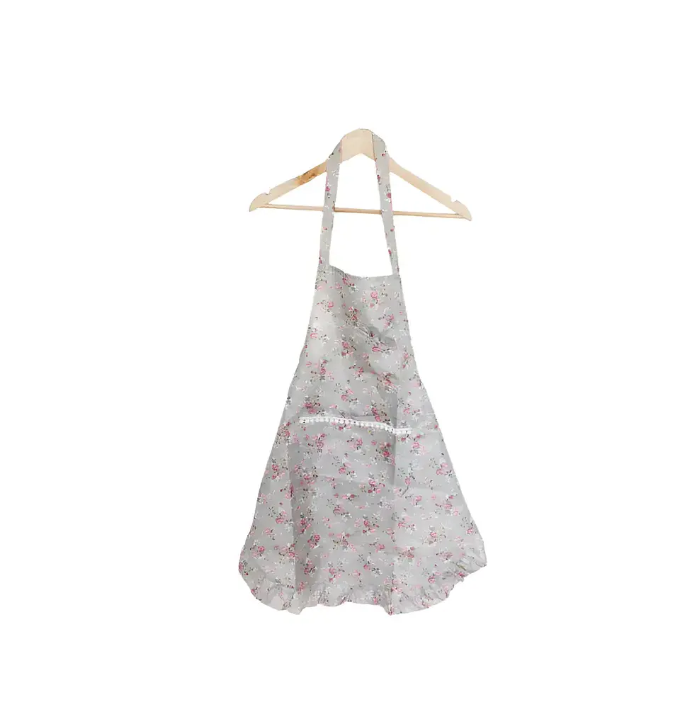 Delantal de Cocina Vintage con Flores y Bolsillo para Mujer 70cm 5
