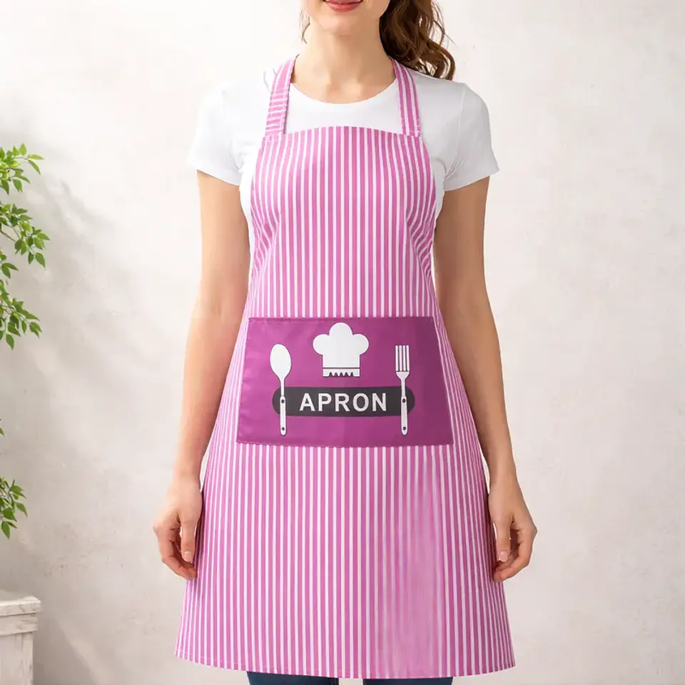 Delantal de Cocina Pechera Impermeable a Rayas con Bolsillo 70cm 1