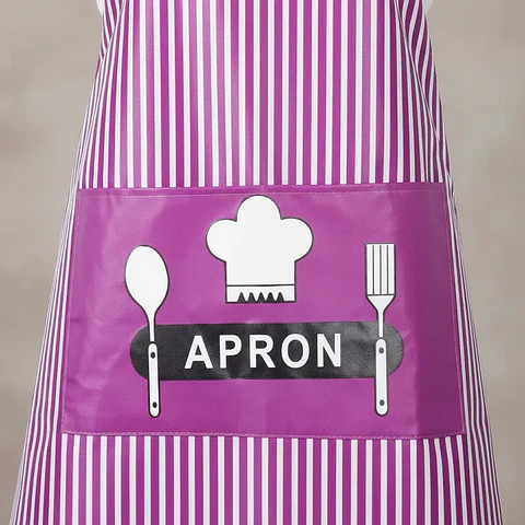 Delantal de Cocina Pechera Impermeable a Rayas con Bolsillo 70cm