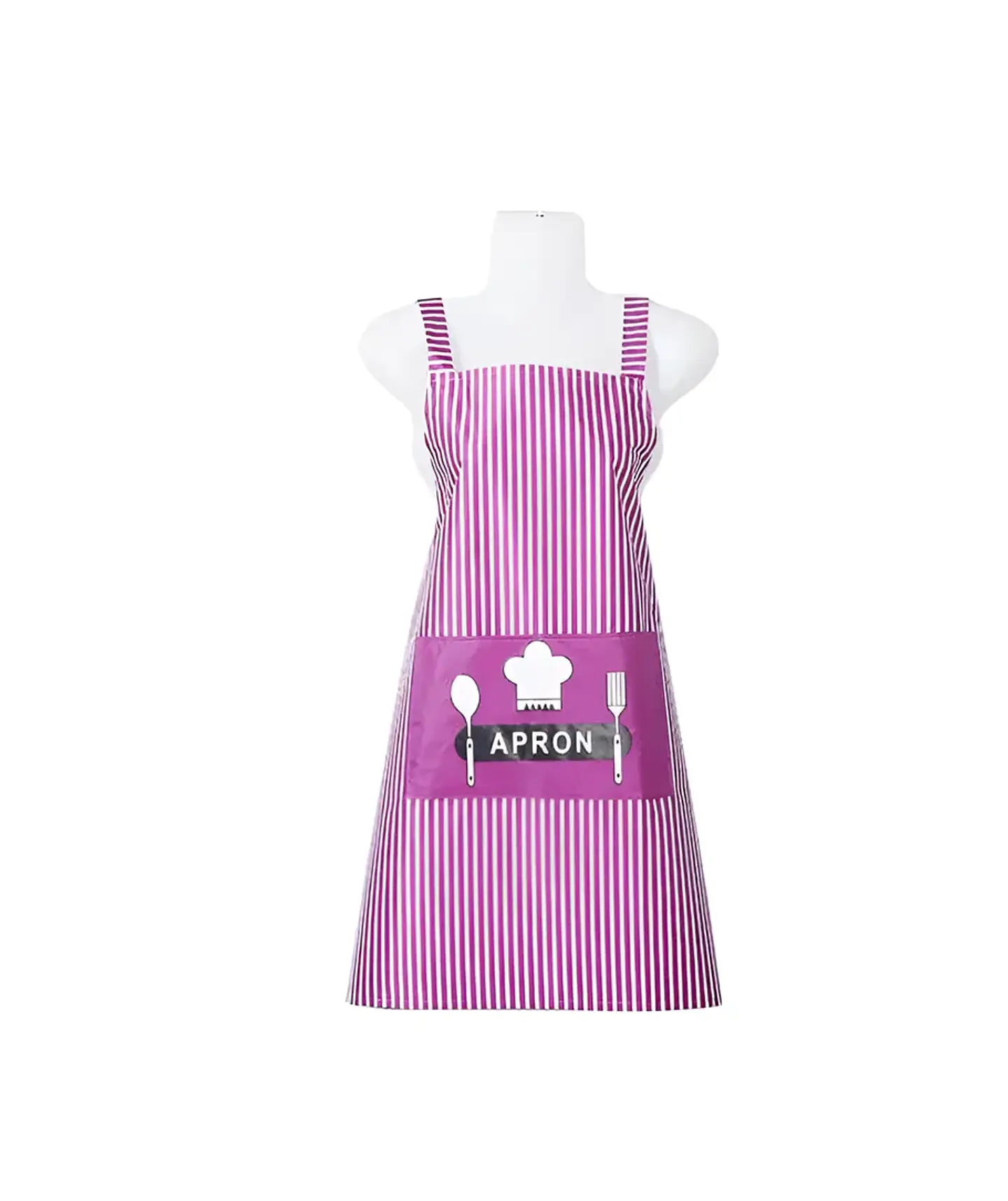 Delantal de Cocina Pechera Impermeable a Rayas con Bolsillo 70cm 4