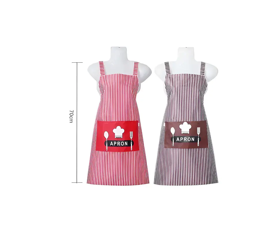 Delantal de Cocina Pechera Impermeable a Rayas con Bolsillo 70cm 6