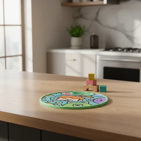 Tabla De Picar Infantil Redonda Con Diseño De Monstruos 30CM