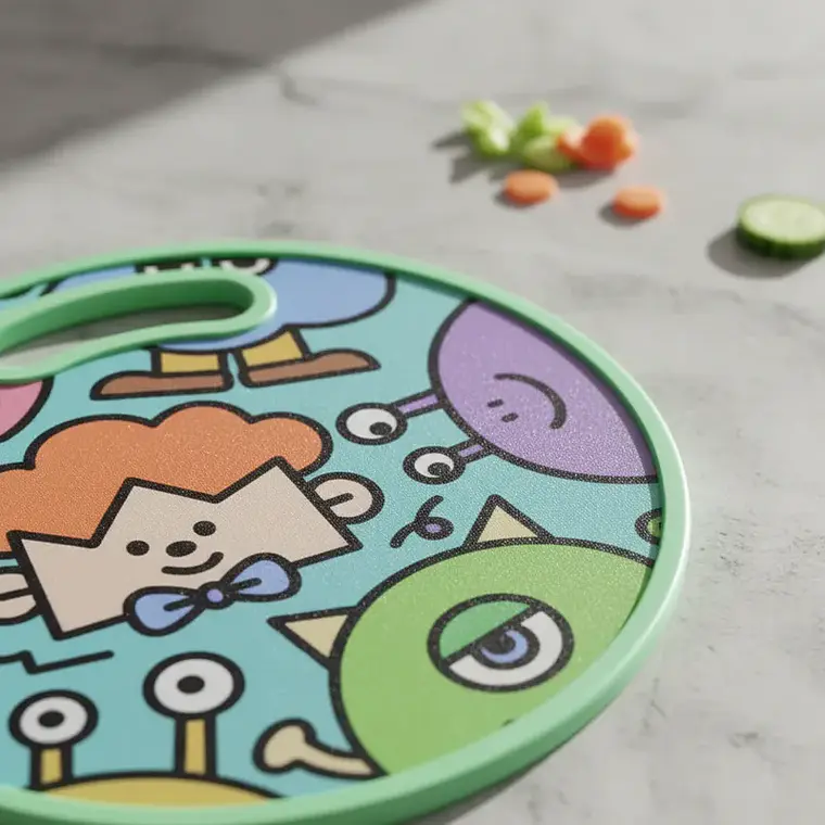 Tabla De Picar Infantil Redonda Con Diseño De Monstruos 30CM 4