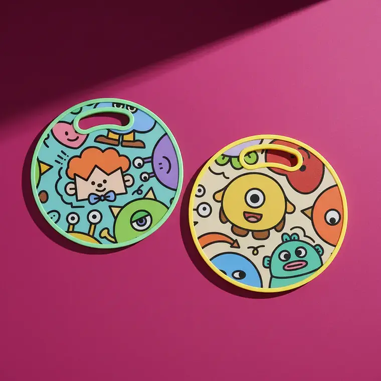 Tabla De Picar Infantil Redonda Con Diseño De Monstruos 30CM 1