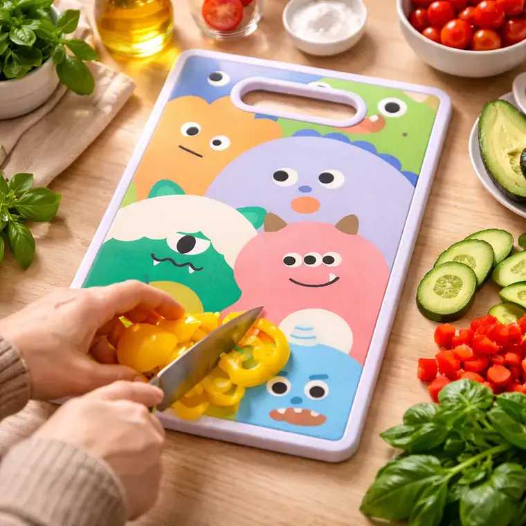 Tabla de Cortar Cocina Diseño Monstruos Kawaii Colores 23x37cm 6