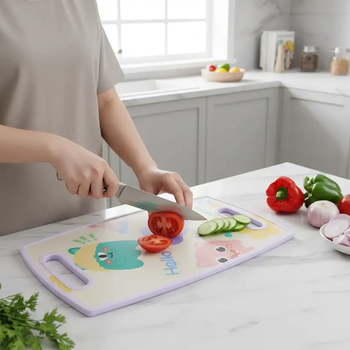 Tabla de Picar Plástica Diseño Kawaii Monstruos 37X23CM 2