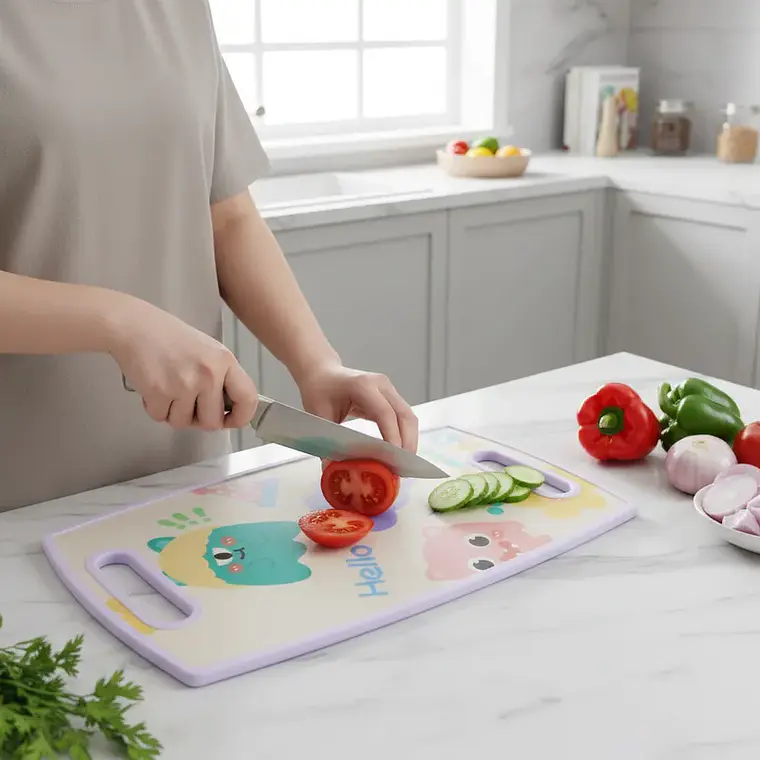 Tabla de Picar Plástica Diseño Kawaii Monstruos 37X23CM 2