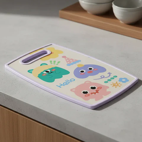 Tabla de Picar Plástica Diseño Kawaii Monstruos 37X23CM