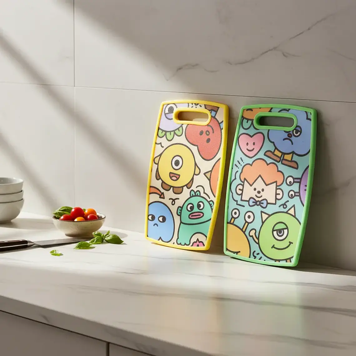 Tabla de Picar Plástica Diseño Kawaii Monstruos 37X23CM 3