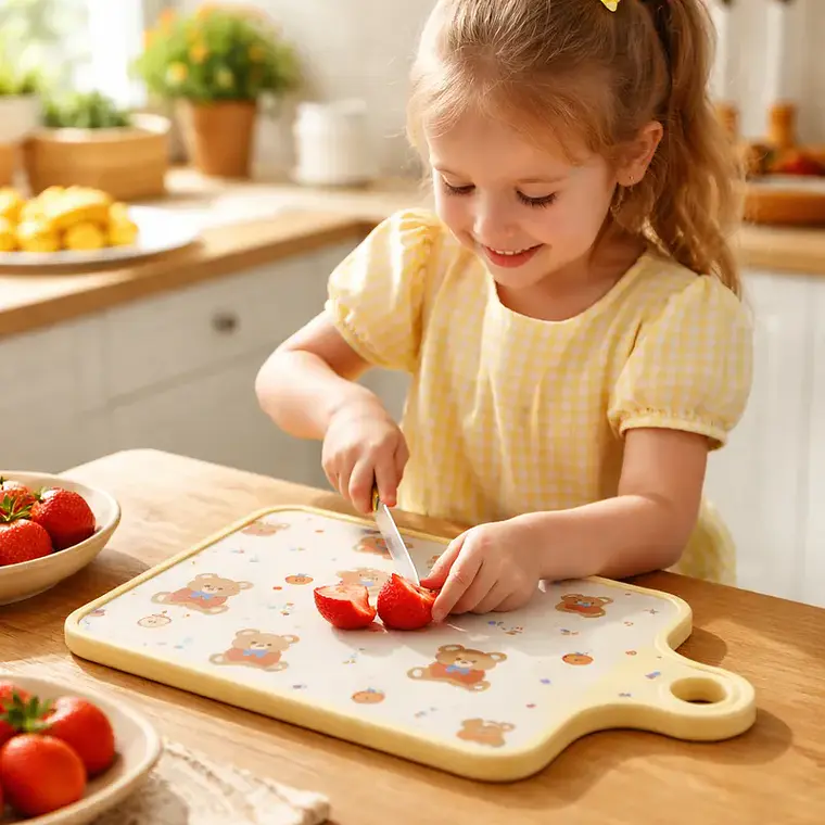Tabla de Picar Infantil Diseño Ositos Amarilla 30x19cm 4