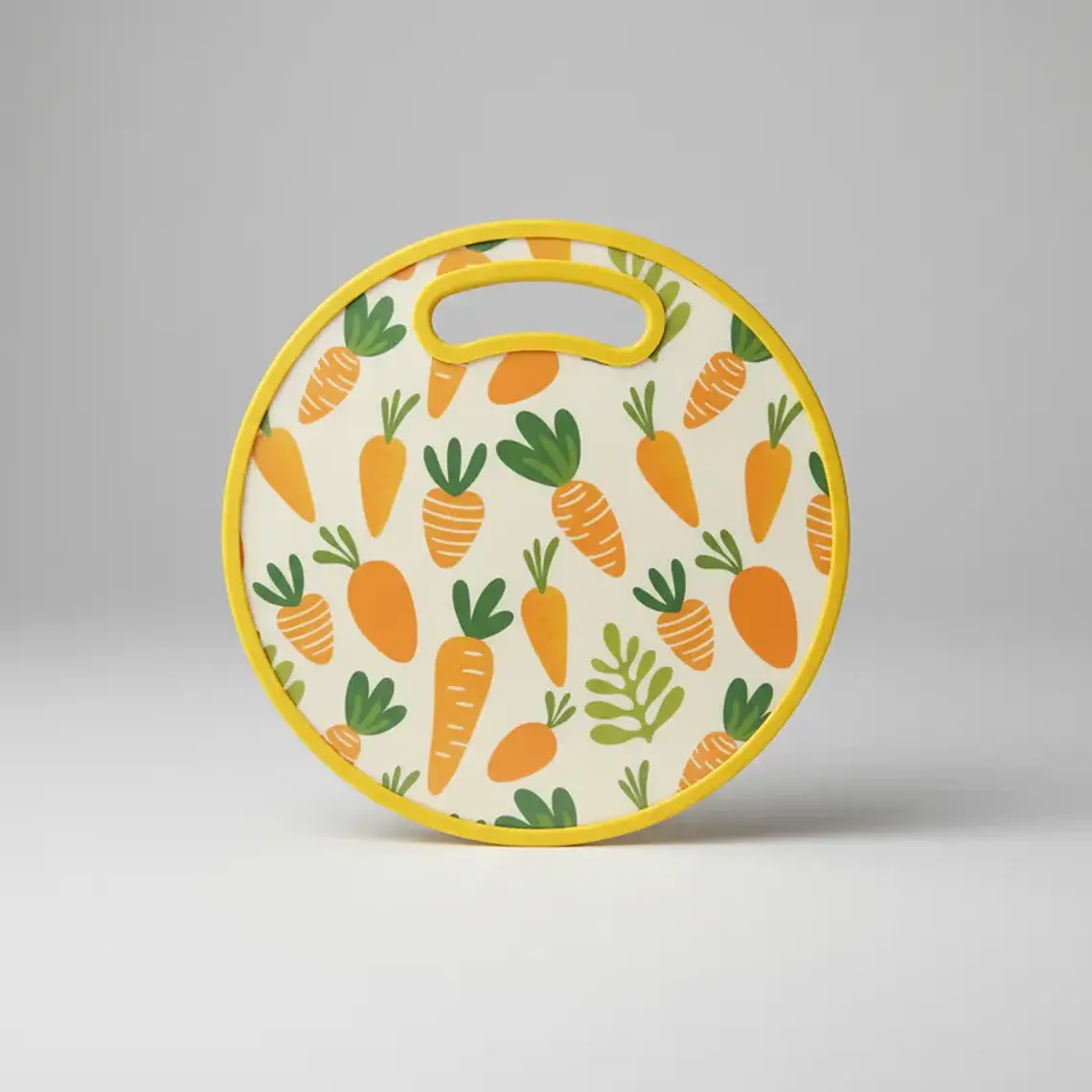 Tabla de Picar Plástica Redonda 30cm con Asa Diseño Zanahoria 1