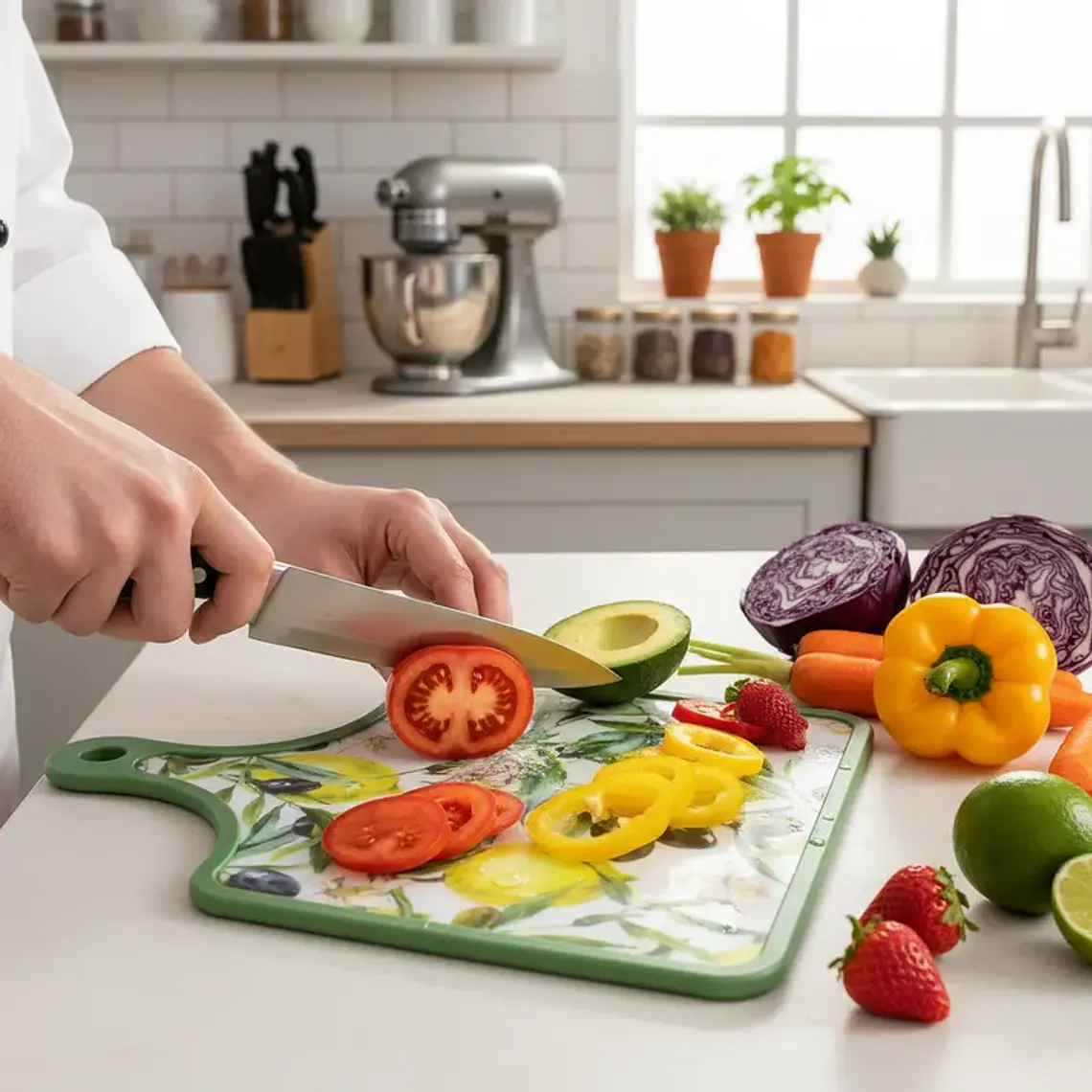 Tabla de Picar Cocina Diseño Limones y Aceitunas 30x19cm 5