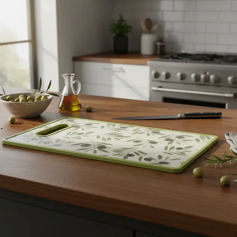 Tabla de Cortar Plástica 37X23CM Diseño Olivos 3