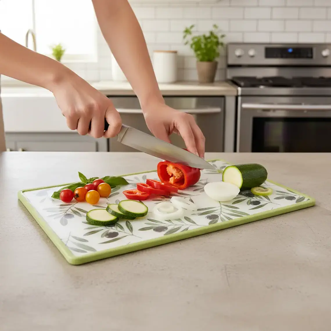 Tabla de Cortar Plástica 37X23CM Diseño Olivos 4