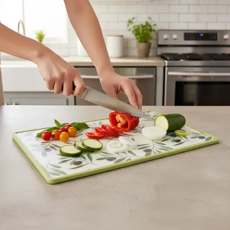 Tabla de Cortar Plástica 37X23CM Diseño Olivos 4