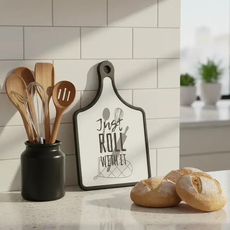 Tabla de Picar Cocina Diseño Moderno con Frase 30x19cm 2