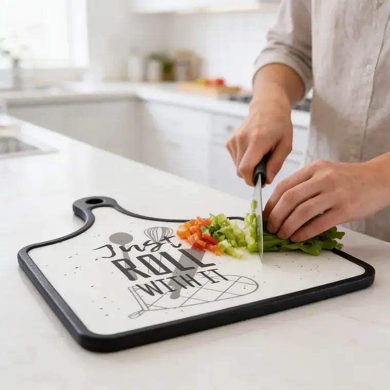 Tabla de Picar Cocina Diseño Moderno con Frase 30x19cm 3