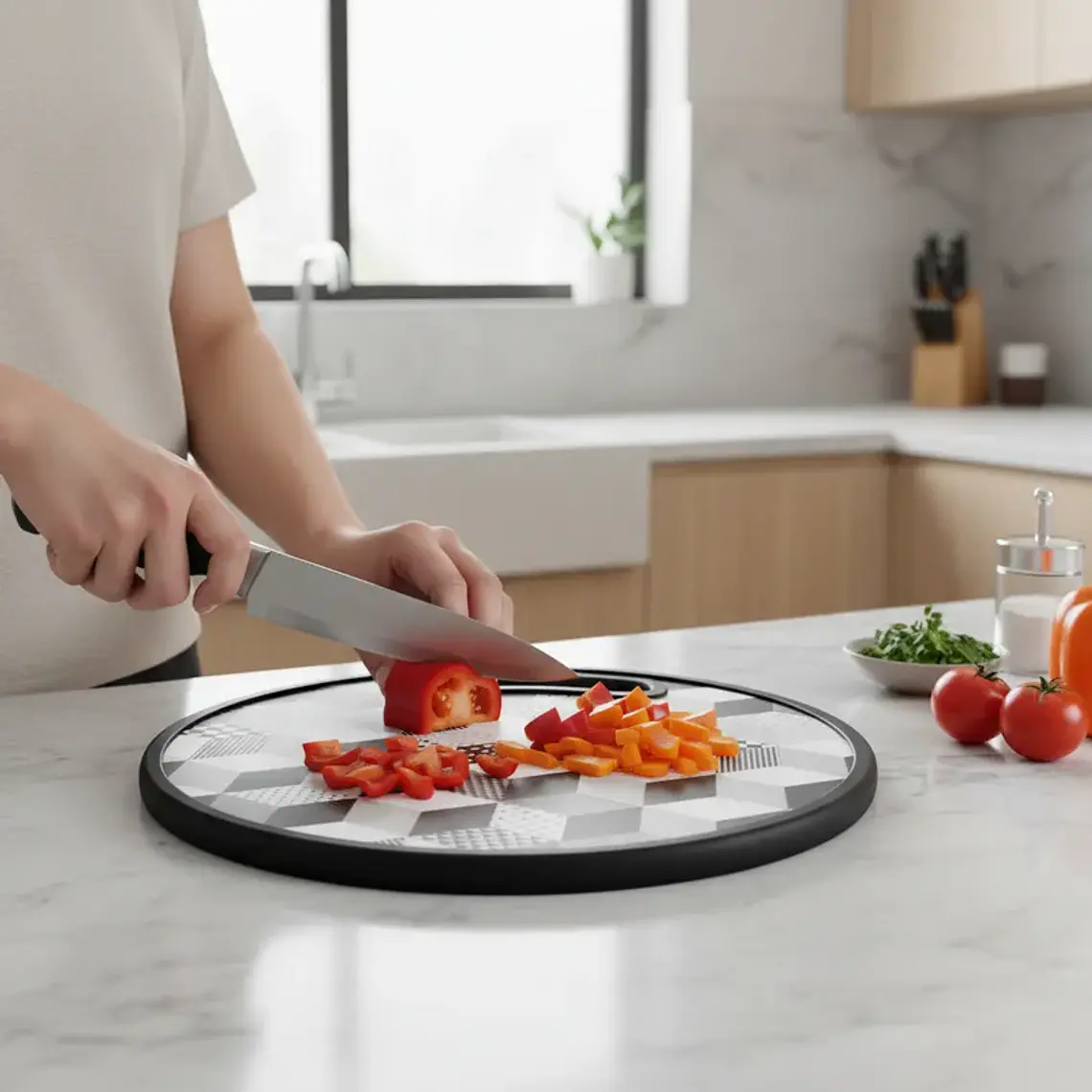 Tabla de picar redonda 30x30 cm Genérica 1