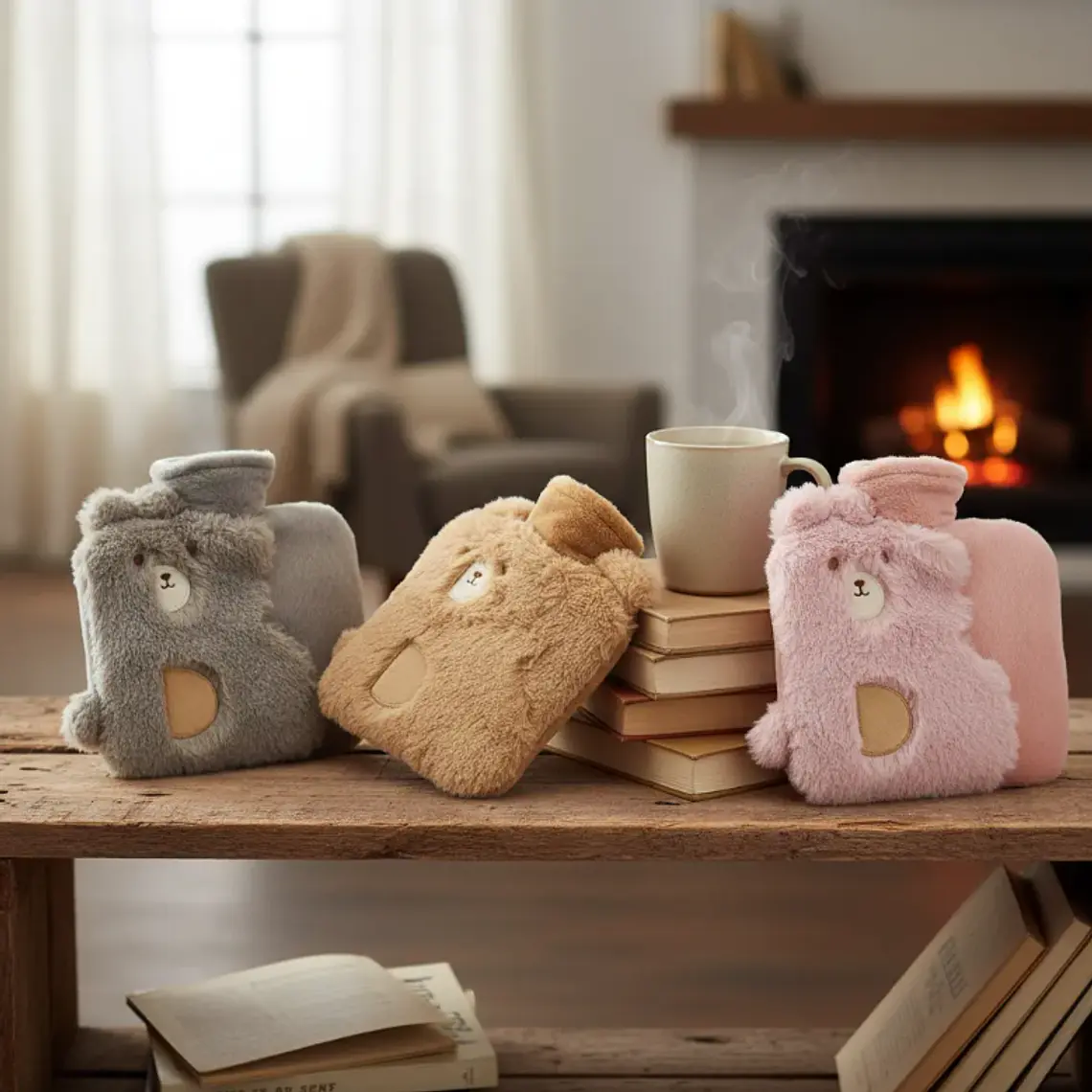 Guatero de peluche kawaii con bolsillo para calentar manos 1