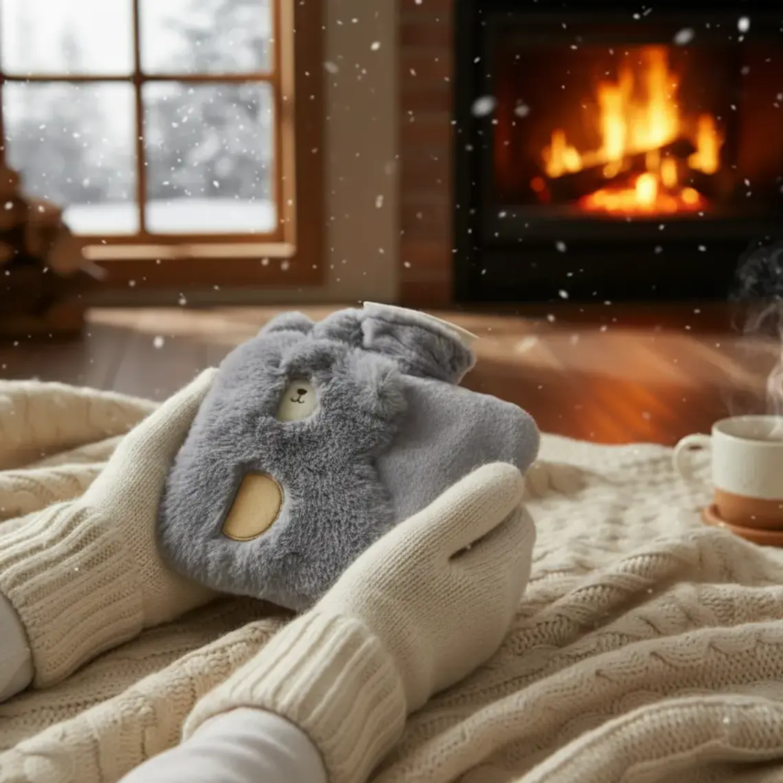 Guatero de peluche kawaii con bolsillo para calentar manos 3