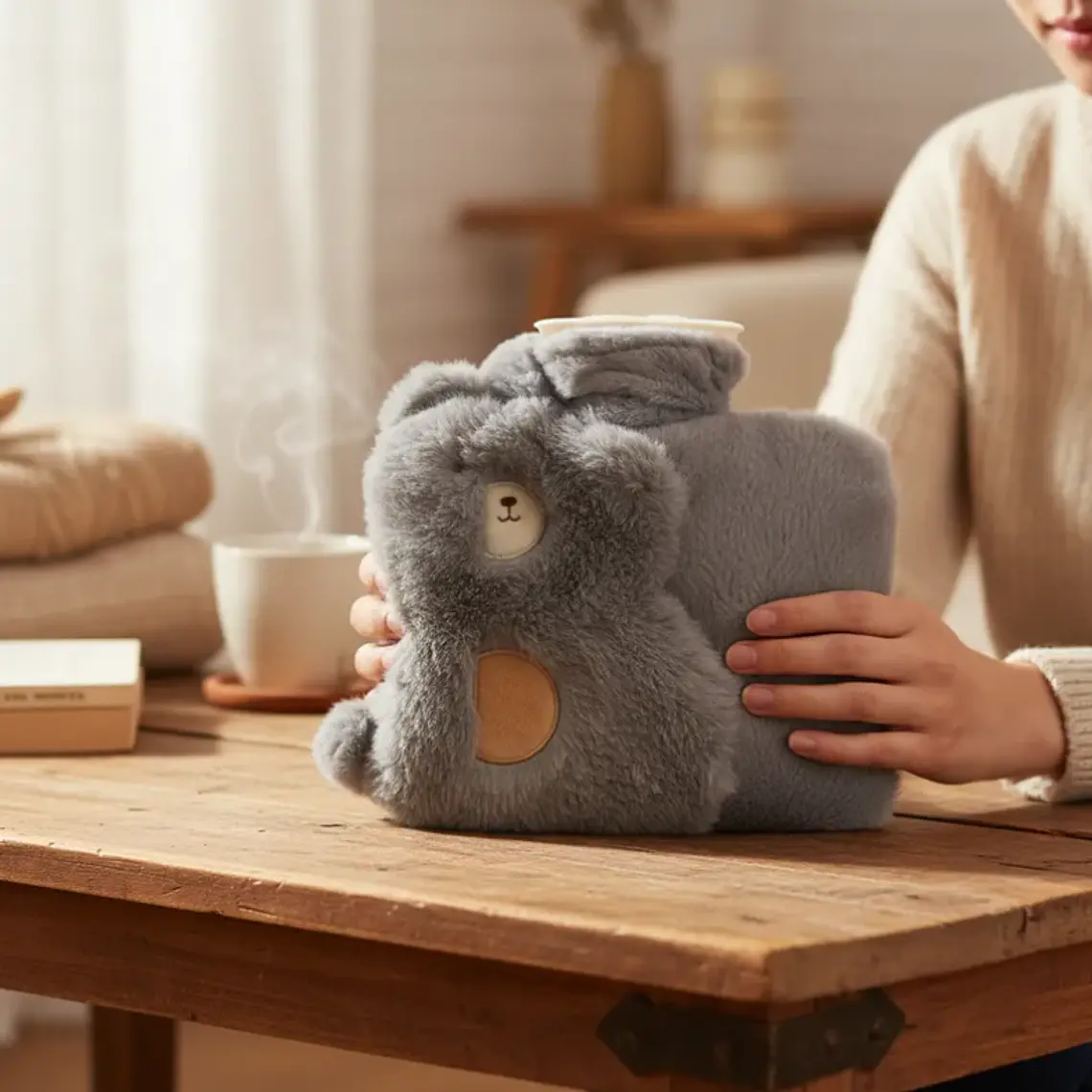 Guatero de peluche kawaii con bolsillo para calentar manos 4