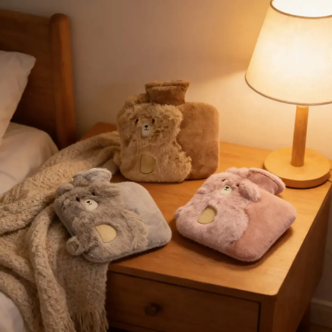 Guatero de peluche kawaii con bolsillo para calentar manos 7