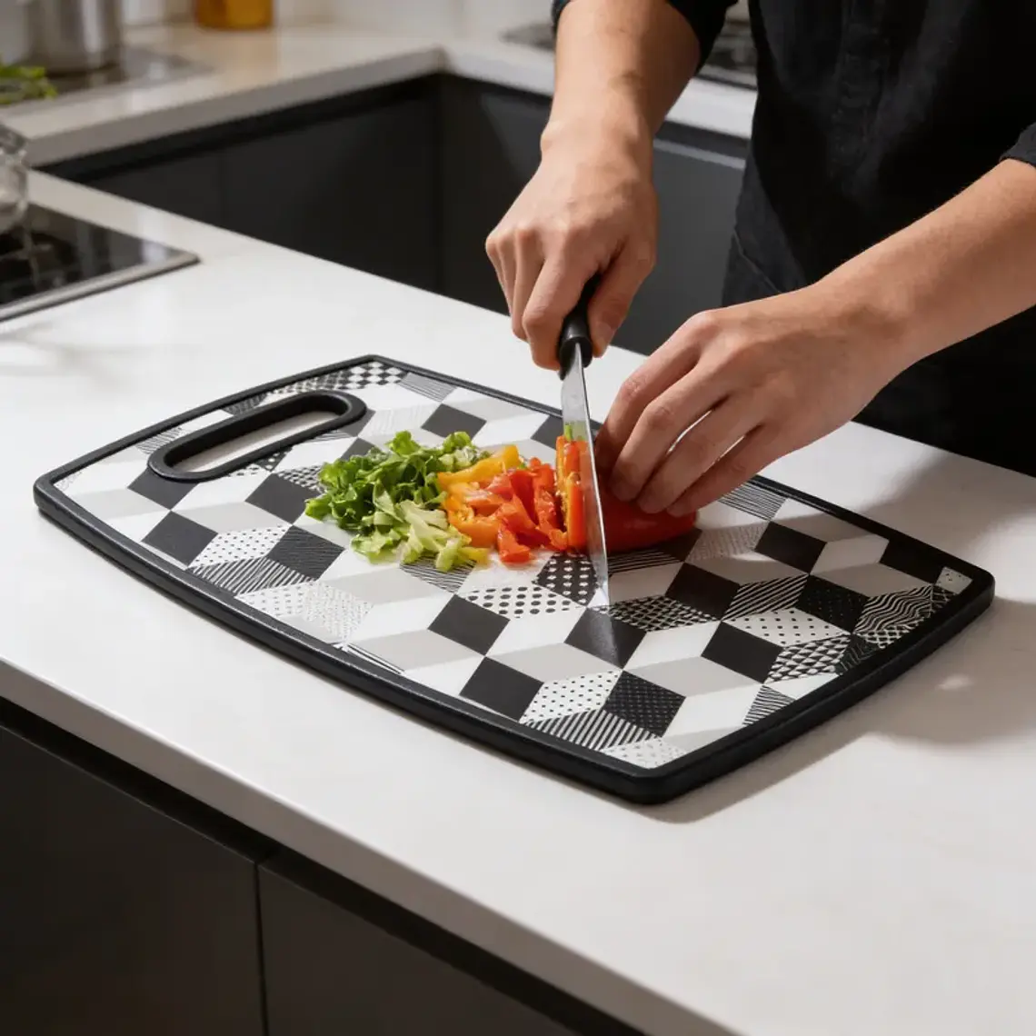 Tabla de Picar Cocina Diseño Geométrico 37x23cm 2