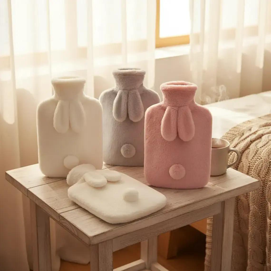 Guatero 2 Litros Con Funda De Peluche Diseño Conejo Kawaii 2