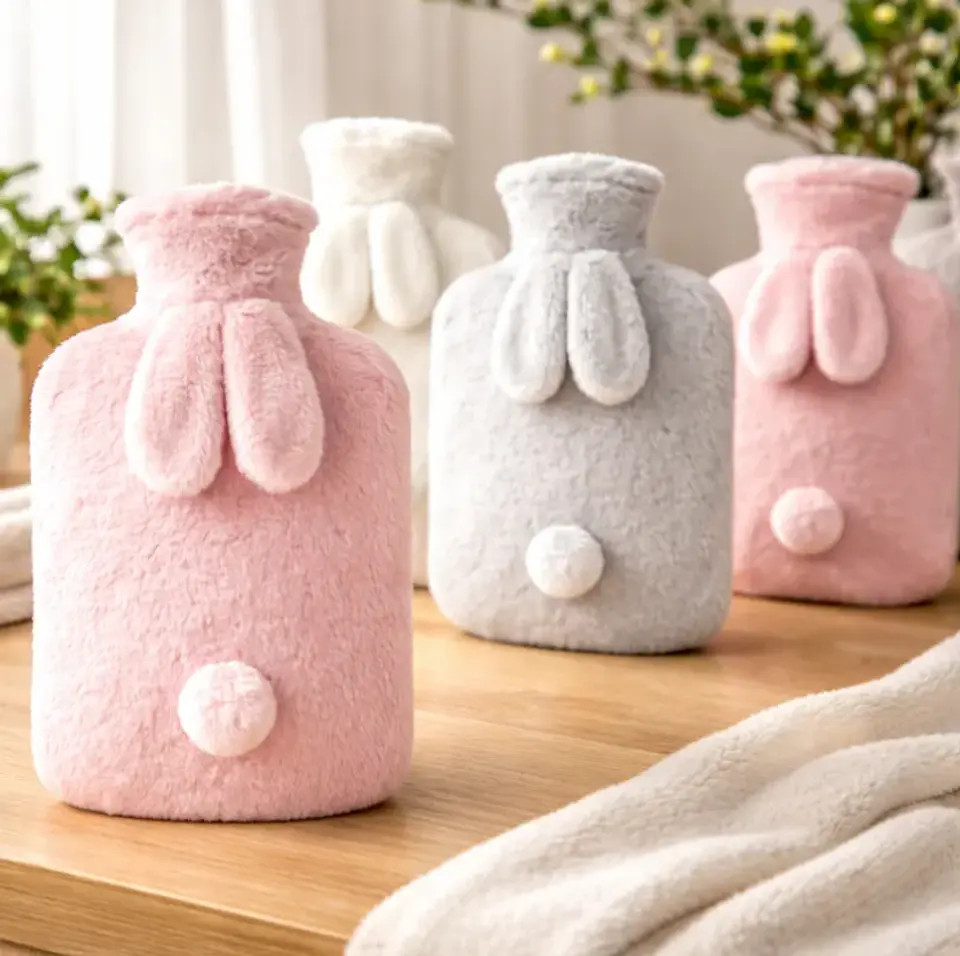 Guatero 2 Litros Con Funda De Peluche Diseño Conejo Kawaii 3