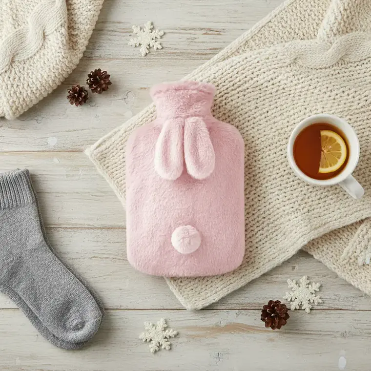 Guatero 2 Litros Con Funda De Peluche Diseño Conejo Kawaii 4