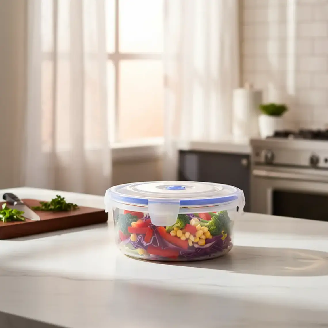 Pote Contenedor Hermético Redondo Plástico 16.5x8cm Cocina 5