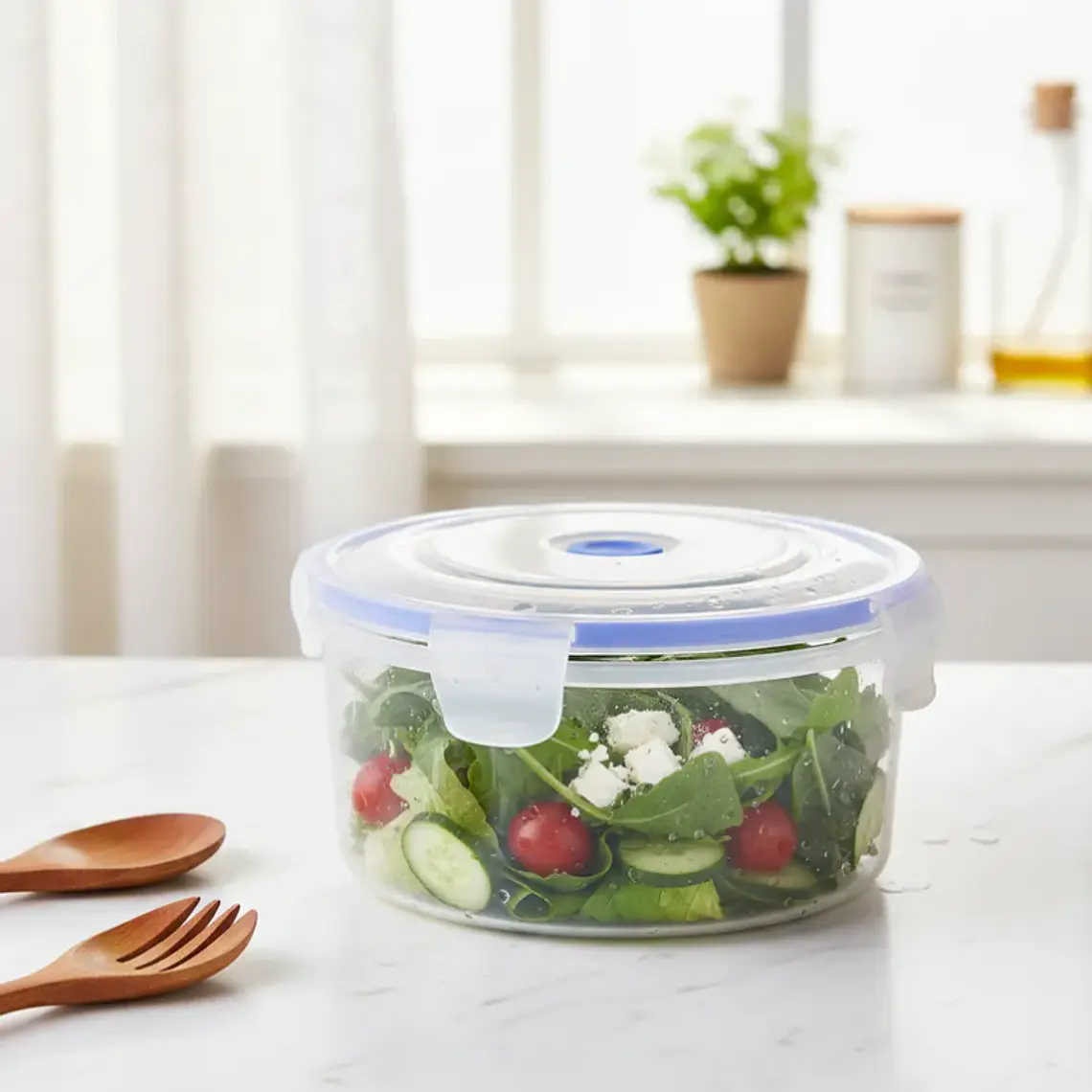 Pote Contenedor Hermético Redondo Plástico 16.5x8cm Cocina 2