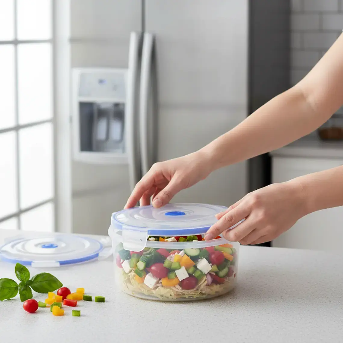 Pote Contenedor Hermético Redondo Plástico 16.5x8cm Cocina 6