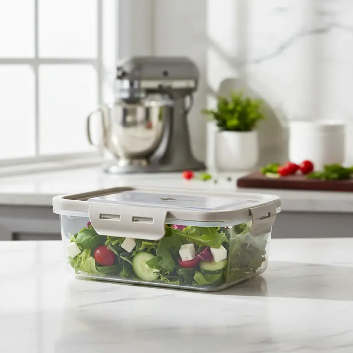Contenedor Hermético Táper Plástico Alimentos 21.5x15.5x8cm 1
