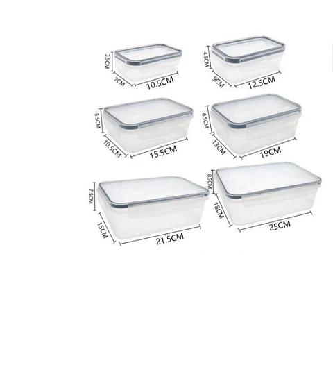 Set 6 Contenedores Herméticos De Plástico Para Alimentos Cocina