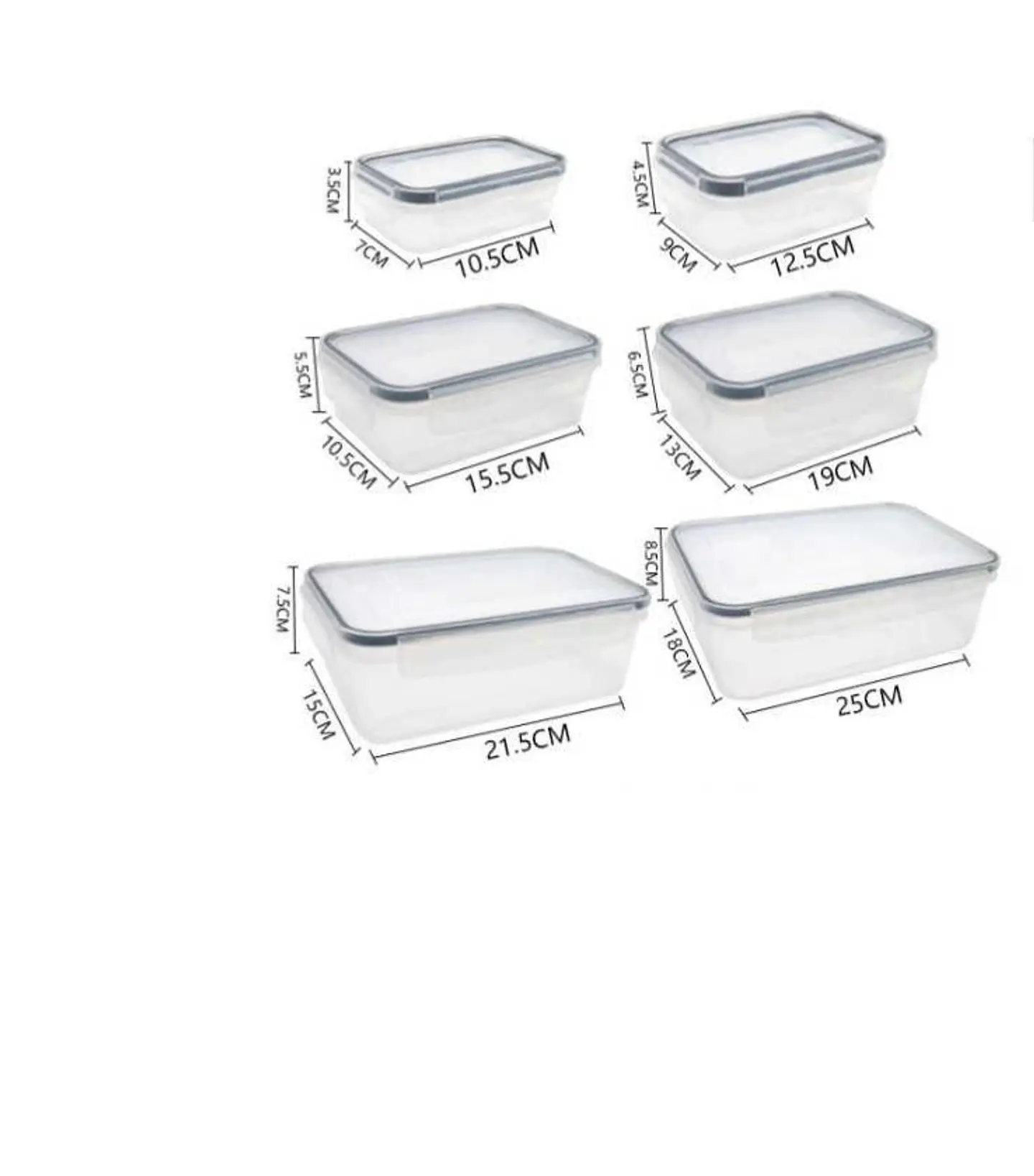 Set 6 Contenedores Herméticos De Plástico Para Alimentos Cocina 2