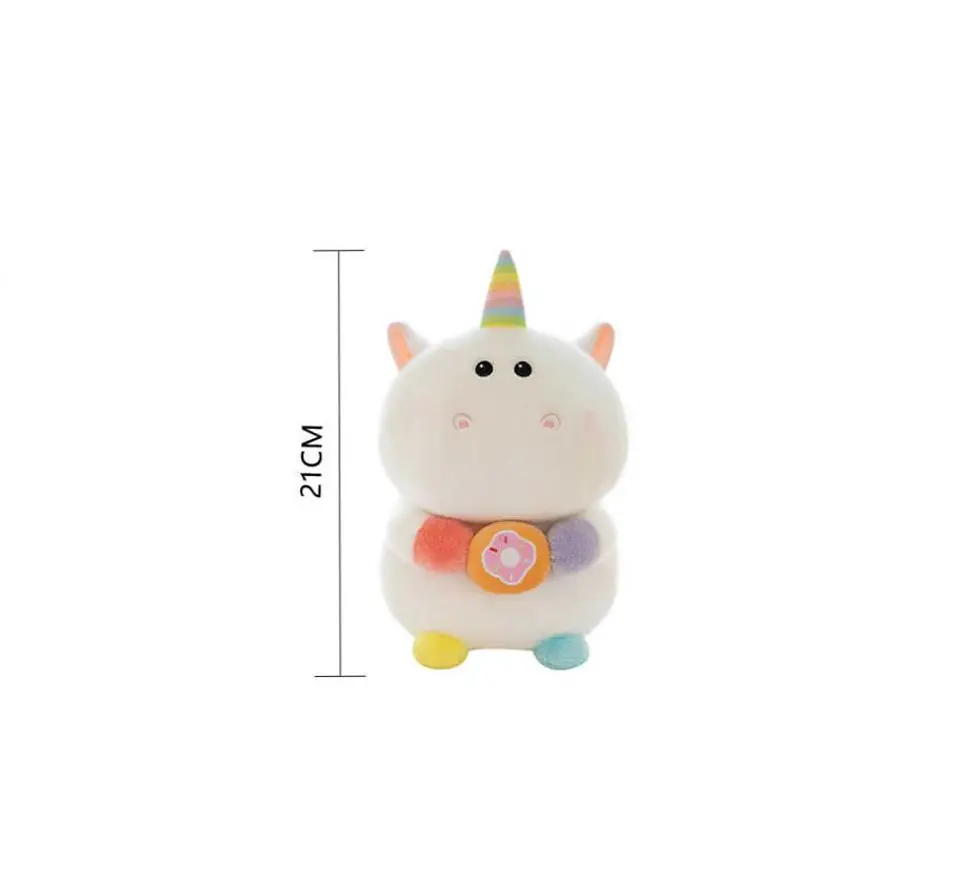 Peluche Unicornio Kawaii Con Dona Arcoíris Suave 21cm 4