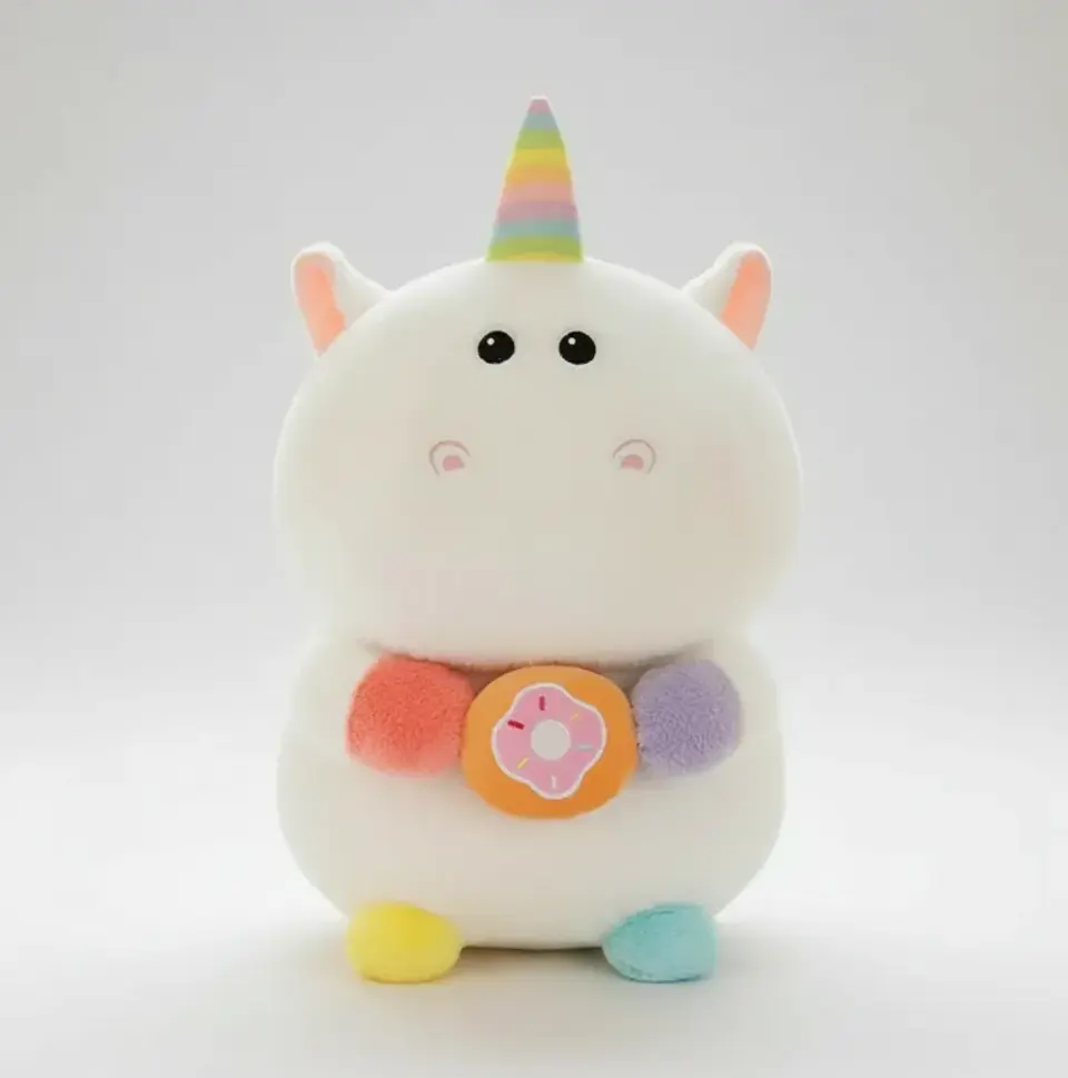 Peluche Unicornio Kawaii Con Dona Arcoíris Suave 21cm 7