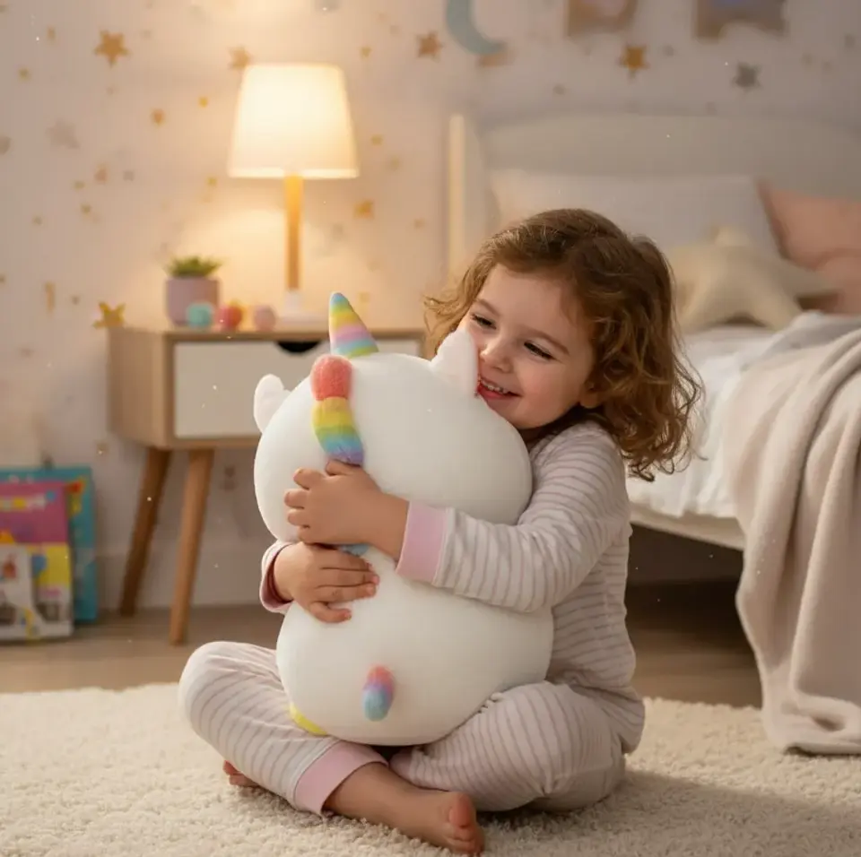 Peluche Unicornio Kawaii Con Dona Arcoíris Suave 21cm 2