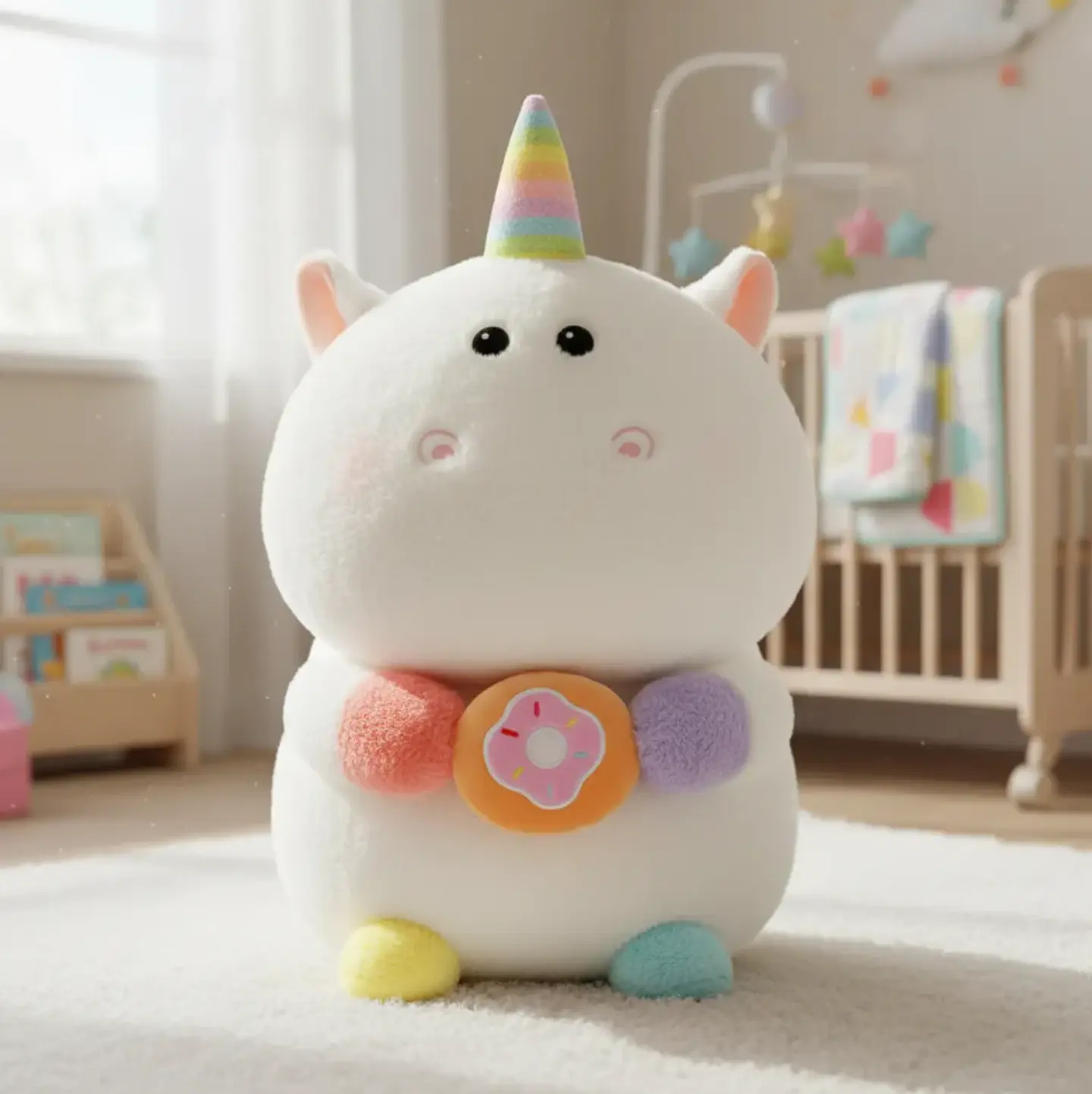 Peluche Unicornio Kawaii Con Dona Arcoíris Suave 21cm 3